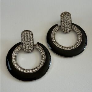Elegant Black and Silver Crystal Earrings
